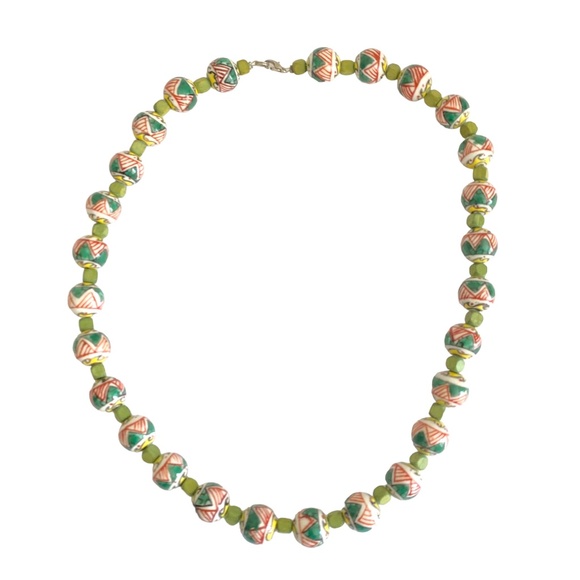 Handcrafted Painted Ceramic Beads Necklace - Picture 5 of 7